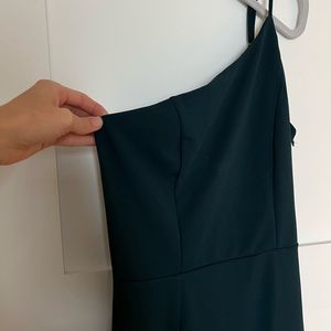 Teal One Shoulder Cocktail Dress Slit Side Medium